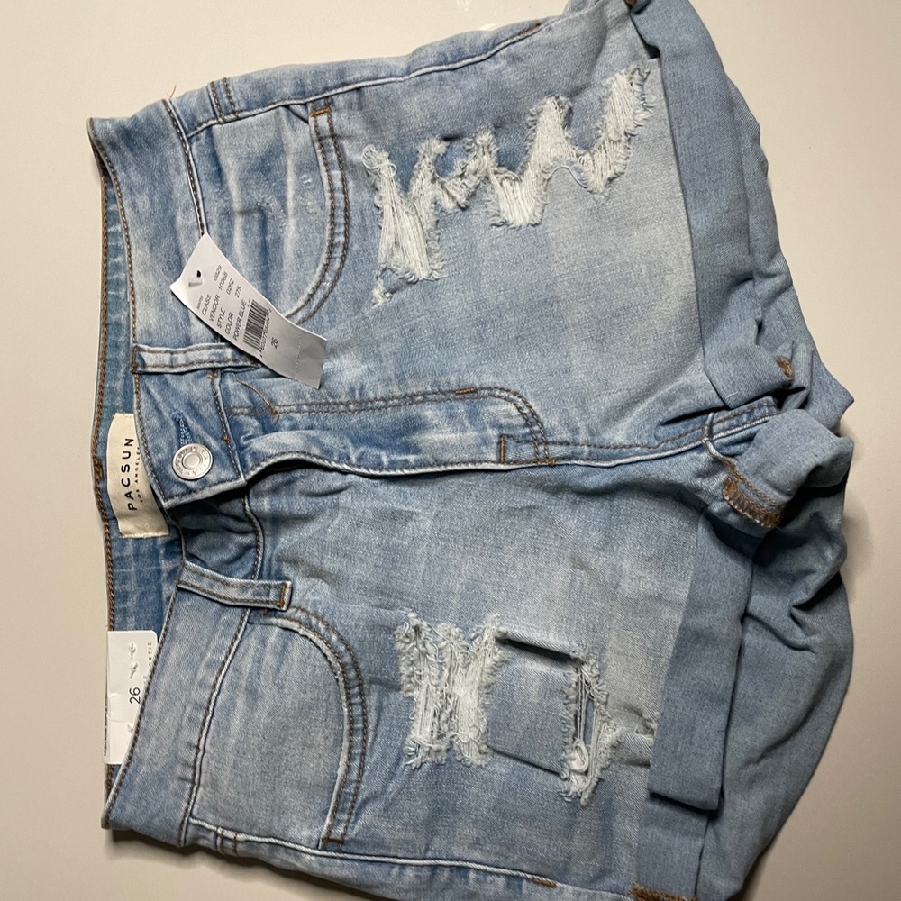 NWT- PACSUN Light wash- High rise stretchy shorts